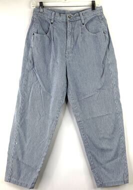 Brittania Vintage 90's Striped High Rise Wide Leg Tapered Jeans Size 12 Petite